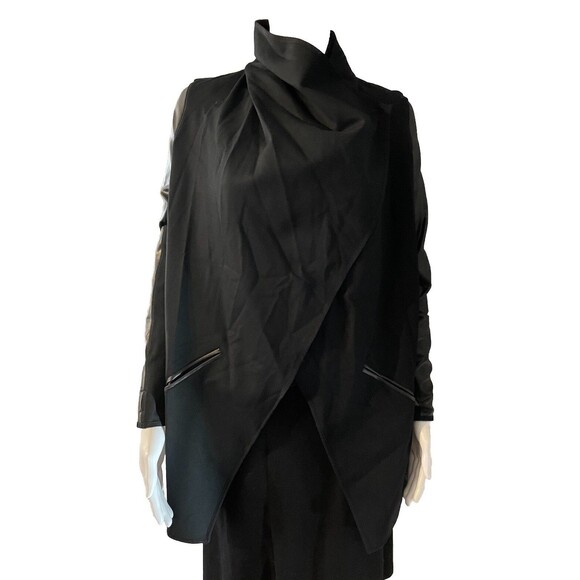 NEW Spanx Drape Front Jacket Faux Leather Shapewear Goth Black 50176R SZ XS - Picture 2 of 12